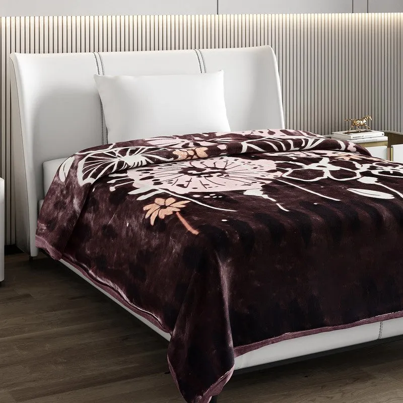 Monte Carlo Midnight Blossom Blanket (Brown)- 850 GSM media 4