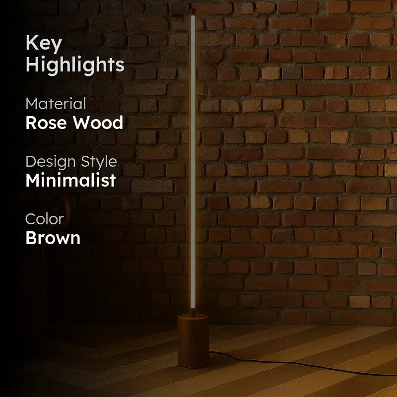 Warm Glow Cylindrical Rose Wood LED Wooden Floor Lamp media 2