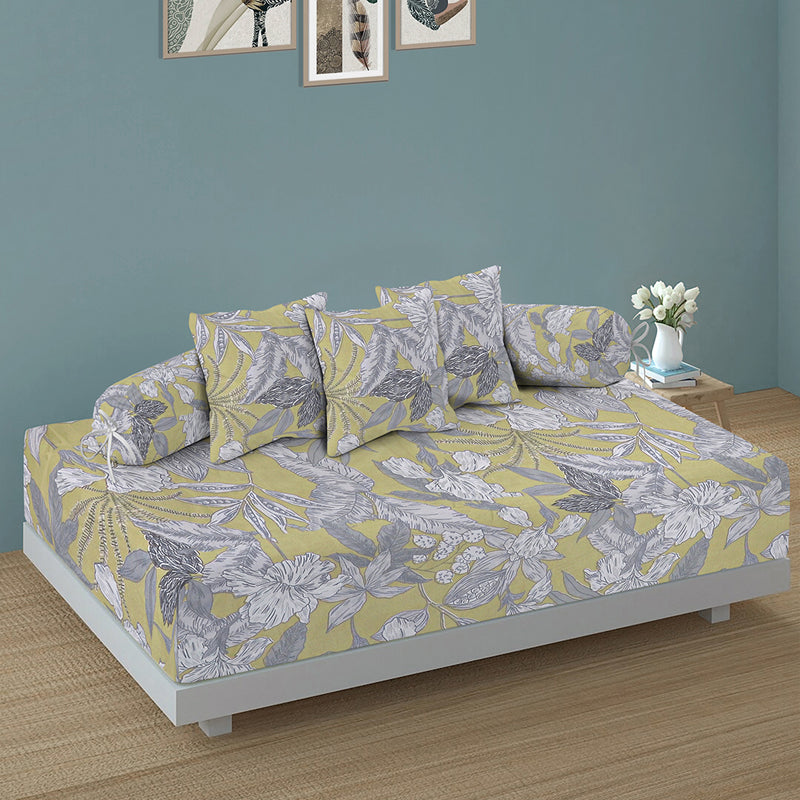 Leaves Of Grey Diwan Set - Six Piece Set