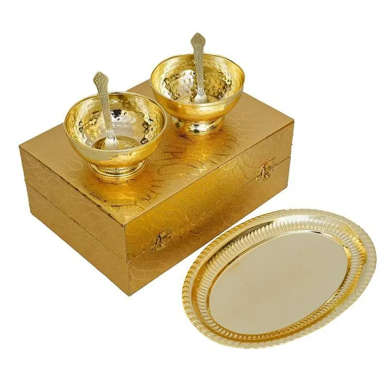Gleaming Golden Bowl & Tray - Gold media 6