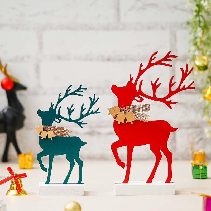 Blizten & Rudolph Wood Christmas Tea Light Holder - Green & Red media 3