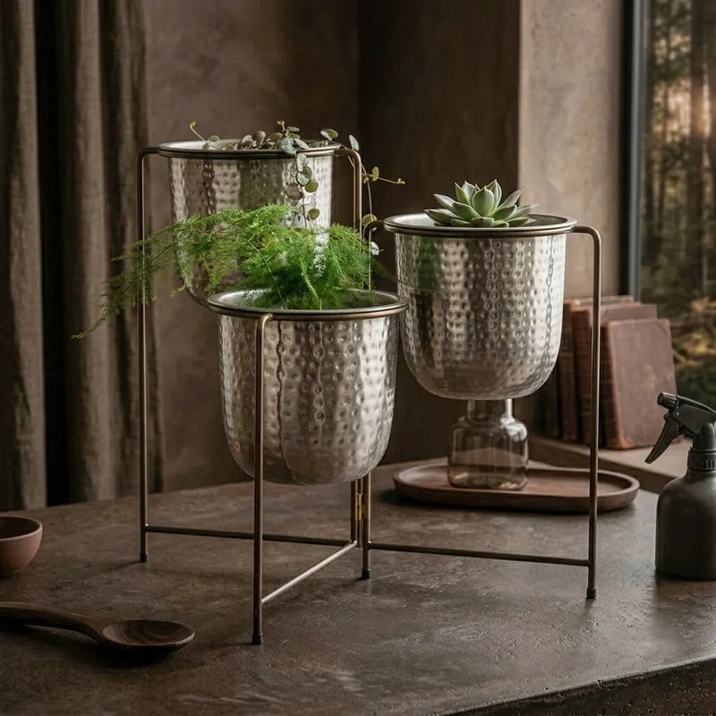 Brazen Silver Nested Planters media 4