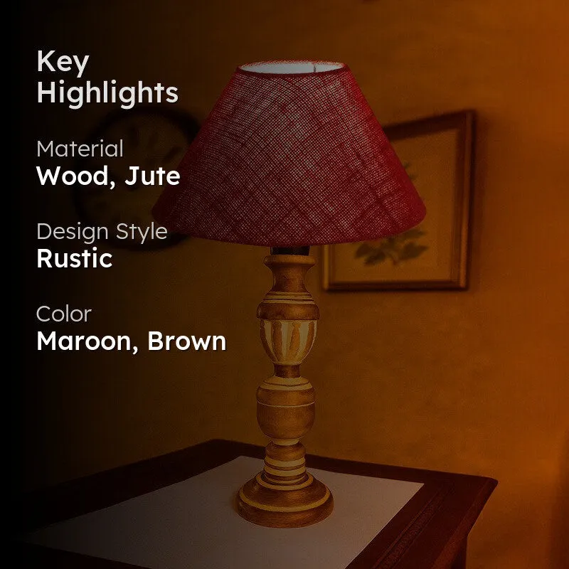 Zenrae Veil Wooden Table Lamp - Maroon media 2
