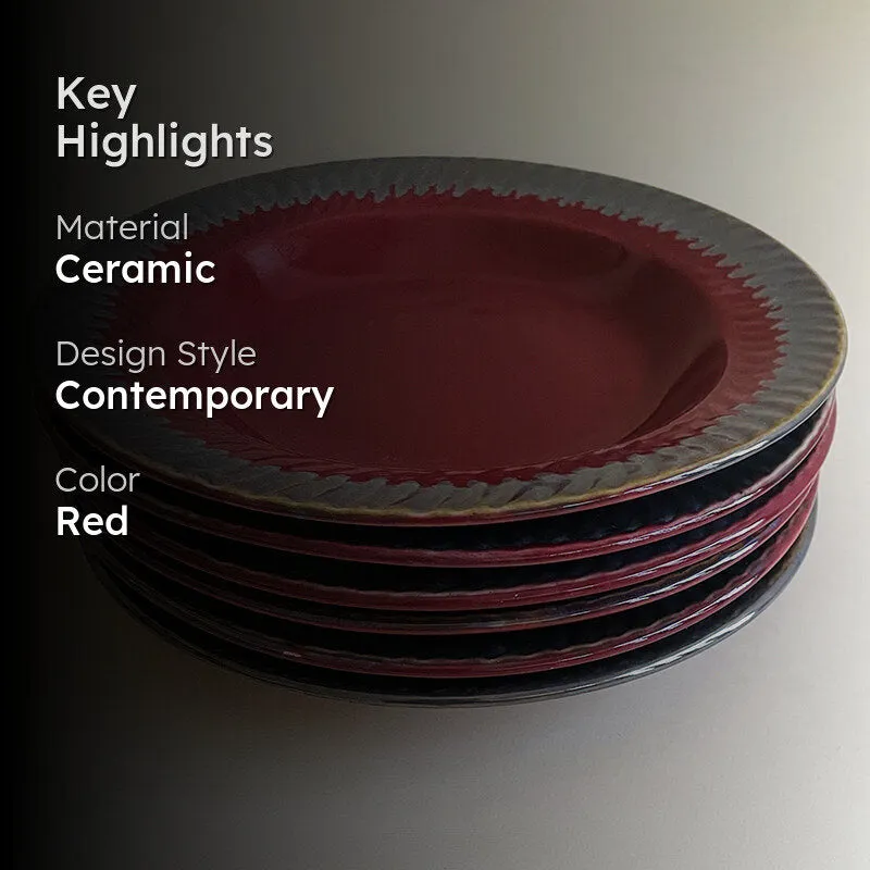 Raisel Ceramic Pasta Plate (Red) - Set Of Six media 2