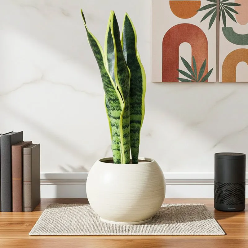 Faux Snake Plant Bonsai (45 cms) - Light Green media 1