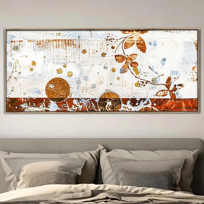 Amber Cascade Abstract Canvas Wall Art With Frame - Brown media 2
