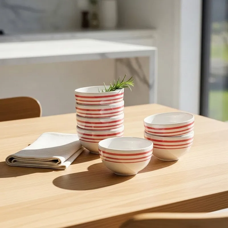 Red Lines Melamine Snack Bowls (140 mL Each) - Set of Six media 1
