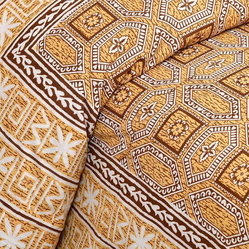 Shara Ethnic Cotton Bedsheet (Yellow) - 180 TC media 3