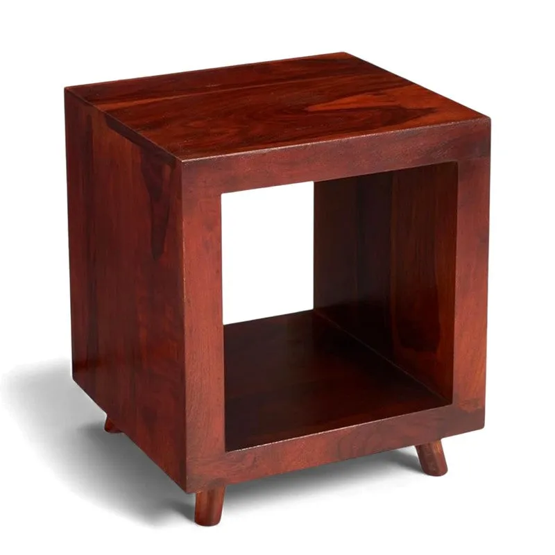 Qverox Sheesham Wooden Side & Bedside Table - Brown media 5