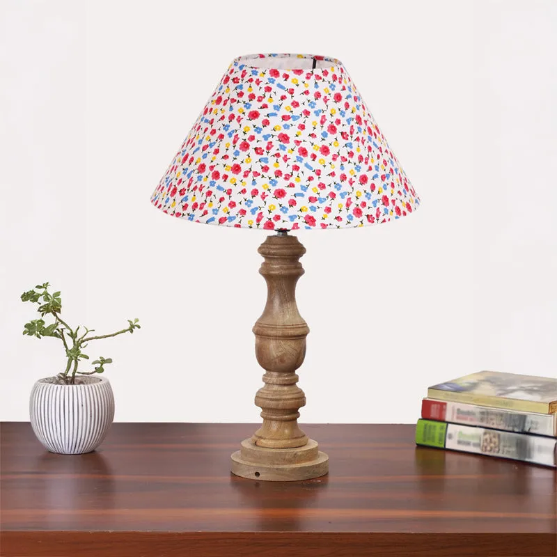 Fleura Cone Carve Wooden Table Lamp - Multicolor media 3