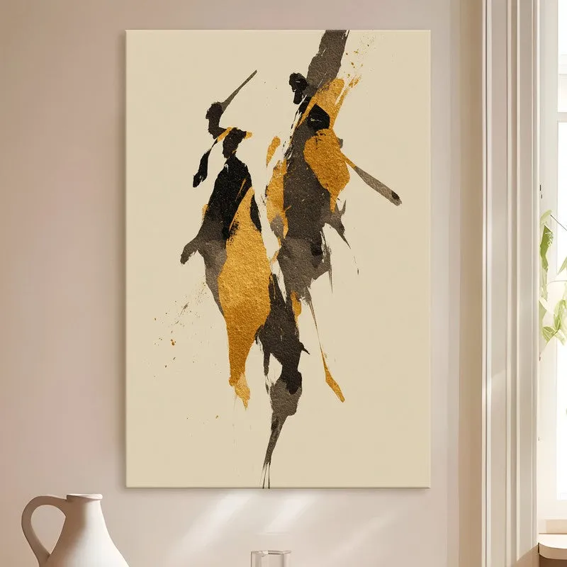 Golden Motion Abstract Canvas Wall Art media 4
