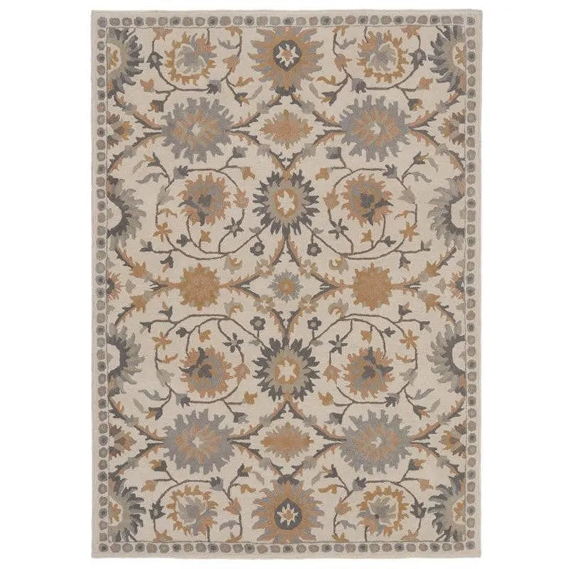 Awen Hand Tufted Ethnic Wool & Nylon Carpet - Ivory media 1