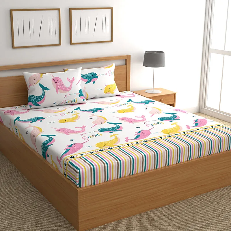 Narwhals Fitted Microfiber Microfiber Bedsheet - 150 GSM media 1