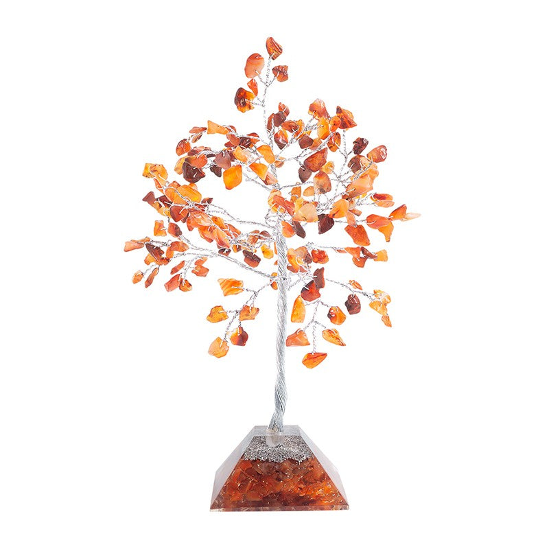 Chi Flow Handcrafted Agate Stone Tree Showpiece - Brown & Silver media 3