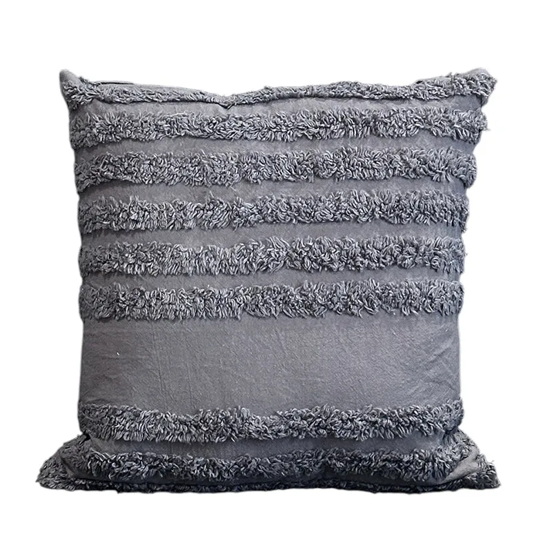 Thea Stripe Tufted Cushion Cover (Dark Grey) - Set Of Two media 5