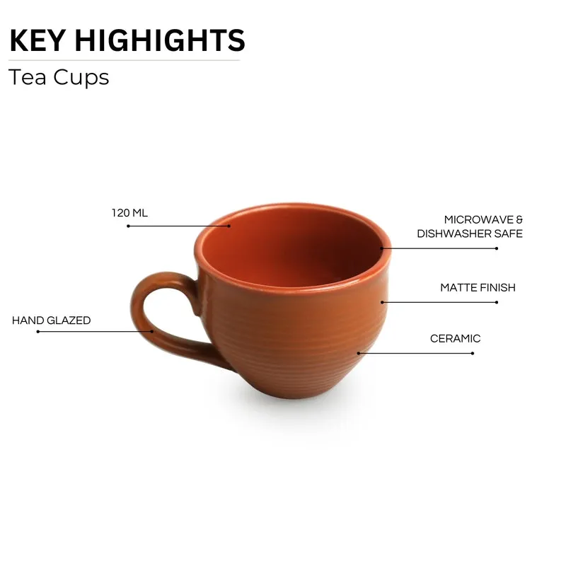 Terra Ceramic Tea Cup (120 mL Each) - Set of Six media 5
