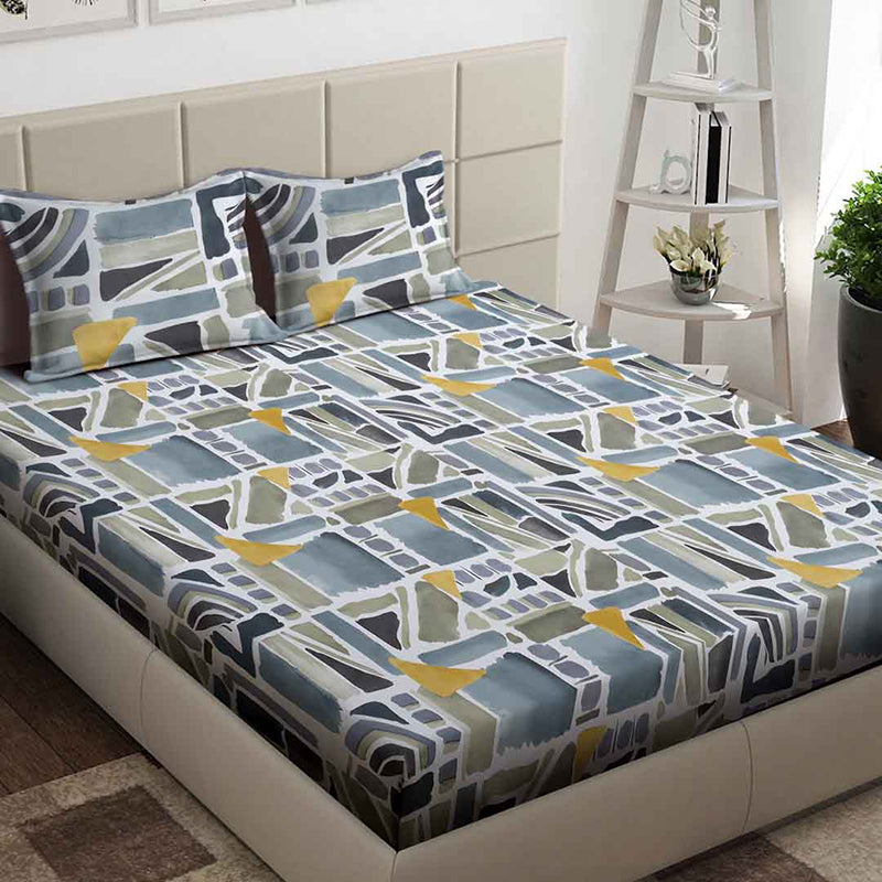 Dream Echoes Abstract PollyCotton Bedsheet - 130 GSM