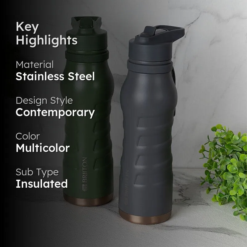 Epiquencher Hot & Cold Thermos Water Bottle (Green & Grey, 750 mL Each) - Set Of Two media 2