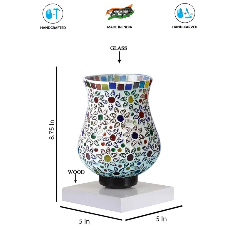 Emberra Mosaic Glass Table Lamp With Wooden Base - Multicolor media 9