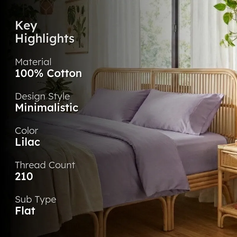 Cotton Candy Cotton Bedsheet (Lavender) - 210 TC media 2