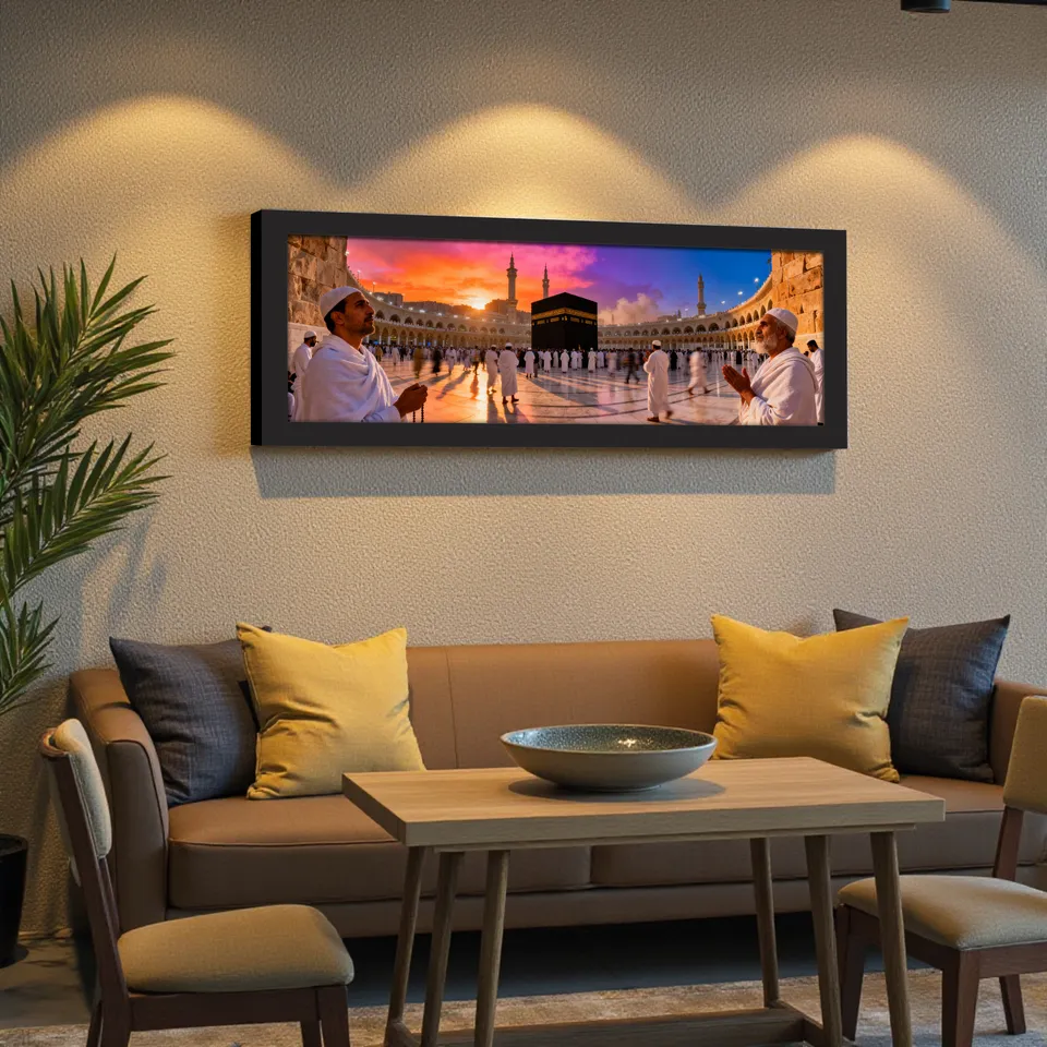 Holy Kaaba Panorama Wall Art Wiith Frame media 5
