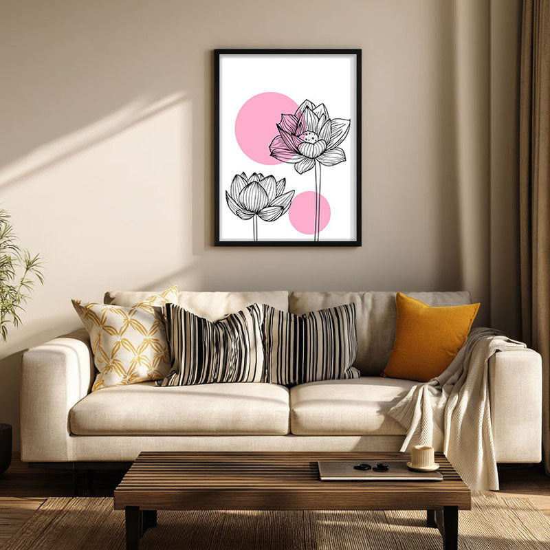 Lotus Lines Archival Paper Wall Art With Frame