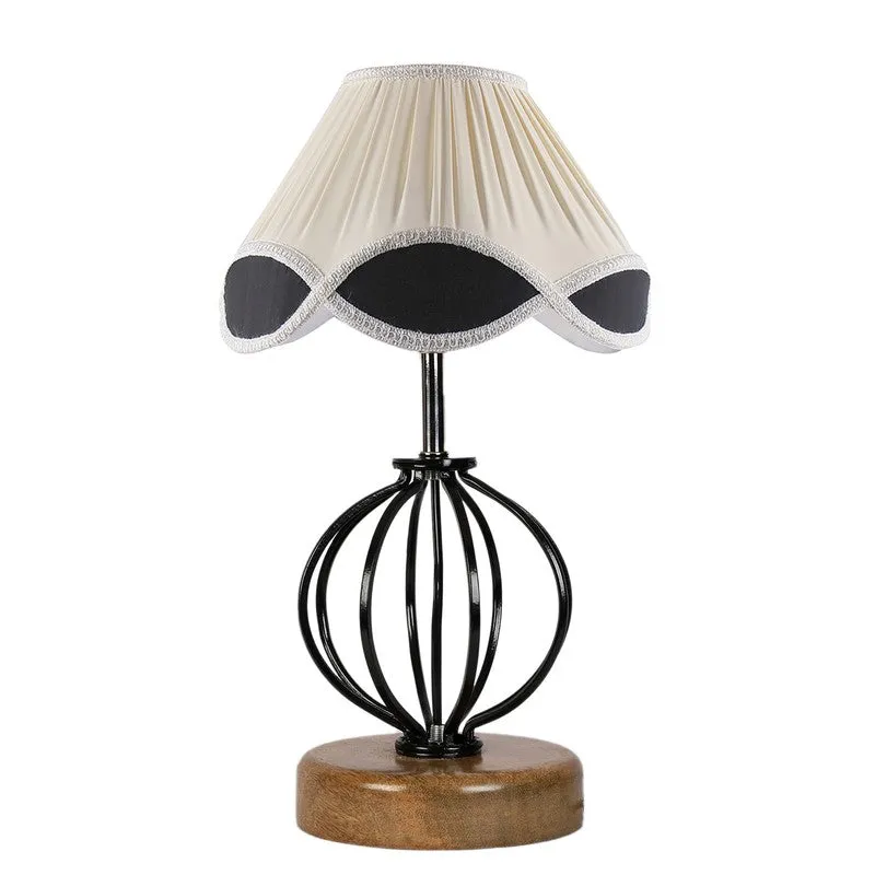 Aurilia Cotton Table Lamp With Wooden Base media 5