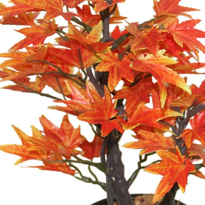 Artificial Orange Maple Bonsai Plant With Ceramic Pot - 0.8 Feet media 4