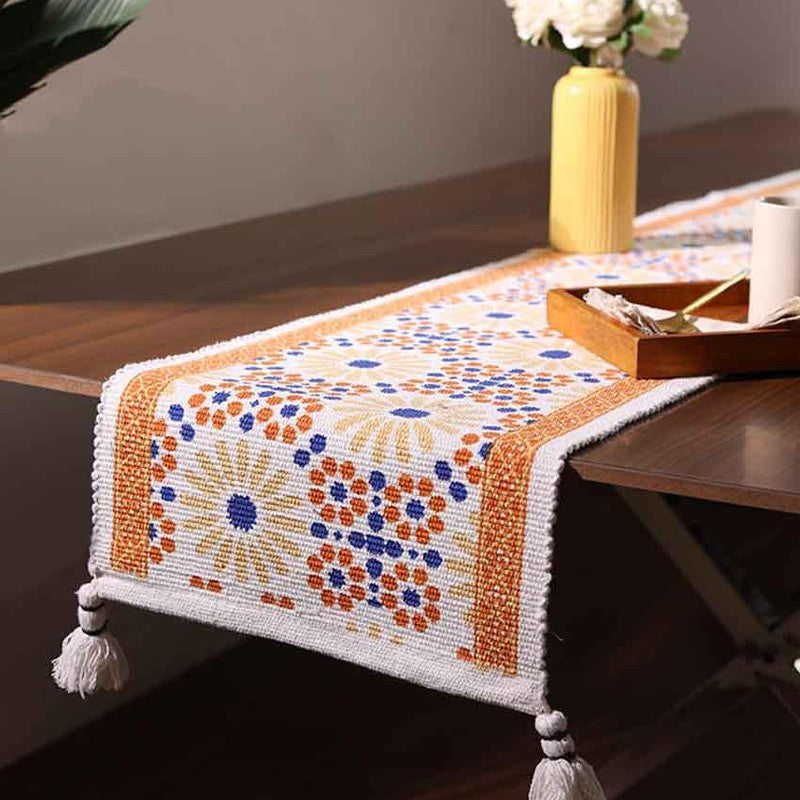 Cindra Handwoven Tasseled Cotton Table Runner media 3