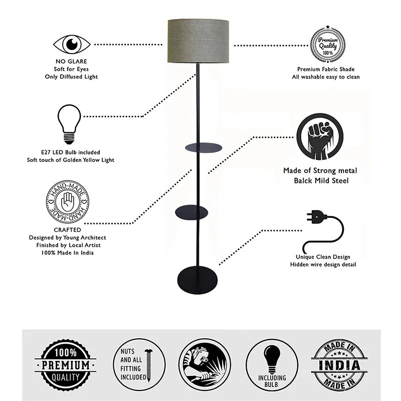 Elfin Floor Lamp With Shelf - Grey media 5