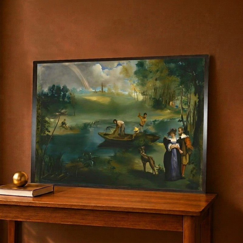 Fishing c.1862-63 Canvas Wall Painting - 18 x 12 Inches