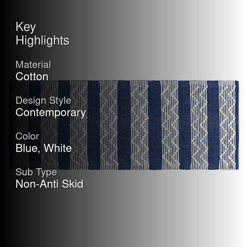 Weavax Cotton Runner Rug - Blue media 2