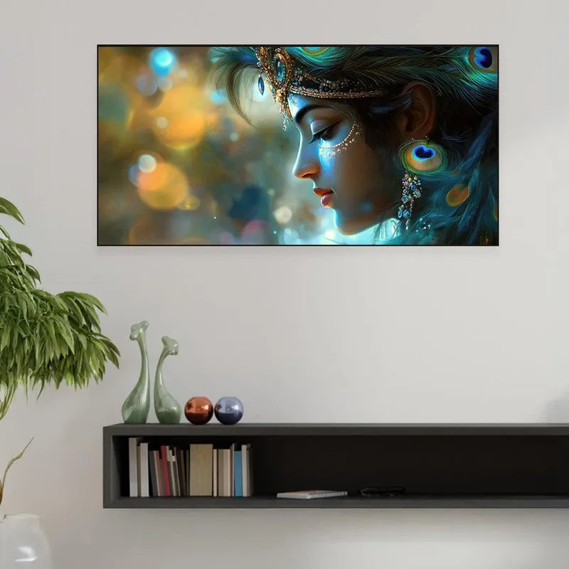 Krishnas Mystic Glow Canvas Wall Painting With Frame media 3