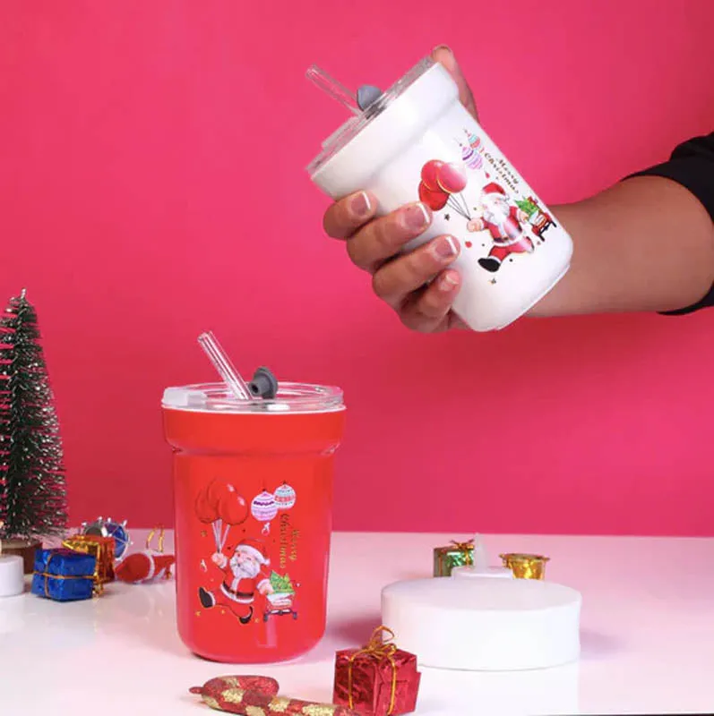 Jingle Juice Christmas Travel Mug With Straw - Red media 4