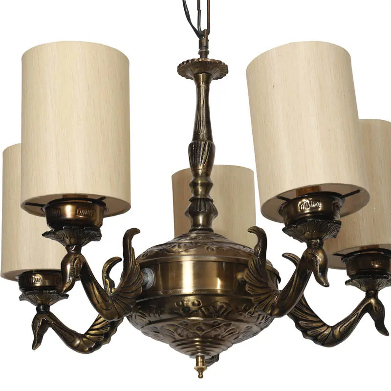 Lustro Cylindrical Golden Antique Ceiling Lamp media 4