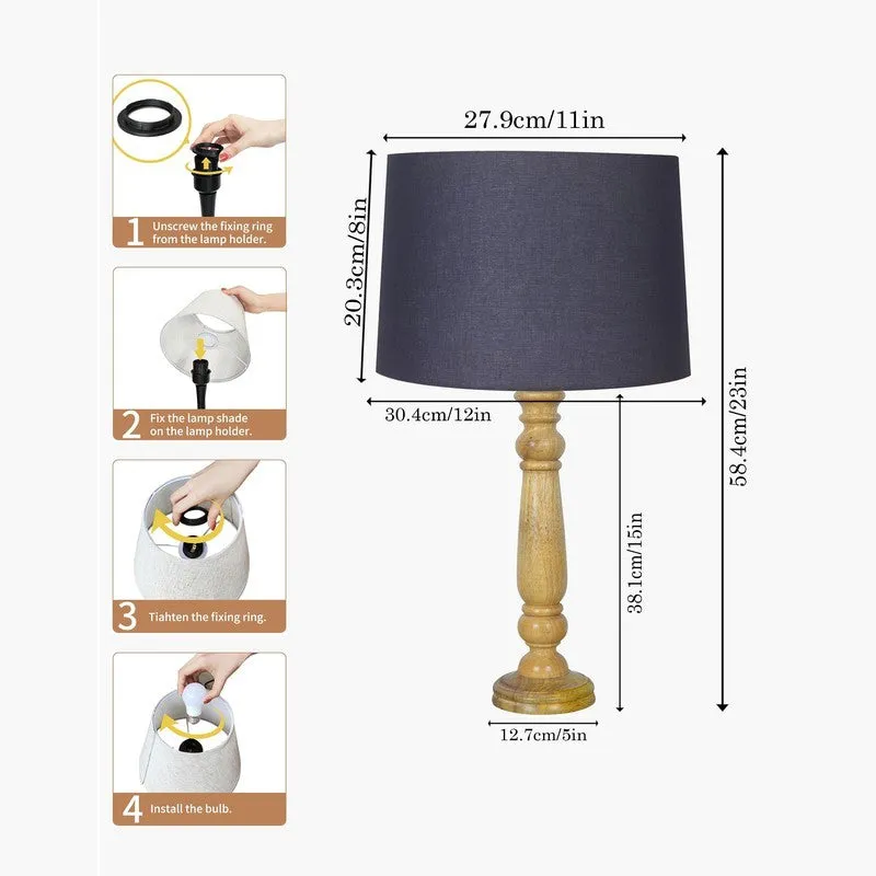 AuraLoom Decorative Mood Wooden Table Lamp - Grey media 7