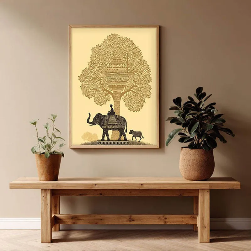 Kalpana Canvas Wall Painting With Brown Frame media 8