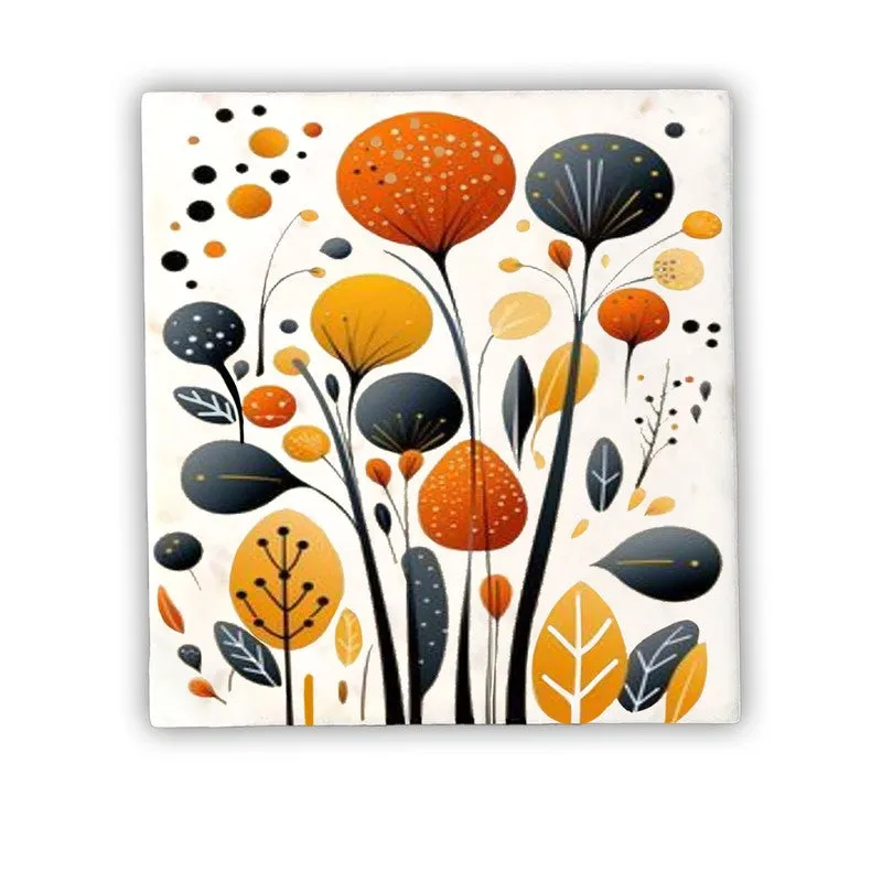 Colorburst Leaves Marble Wall Art - 10 Inches media 3