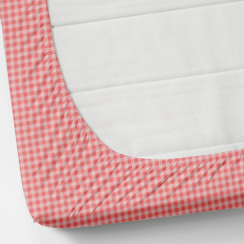 Checkered Dreams Fitted Micro Fiber Bedsheet (Pink) - 150 GSM media 8