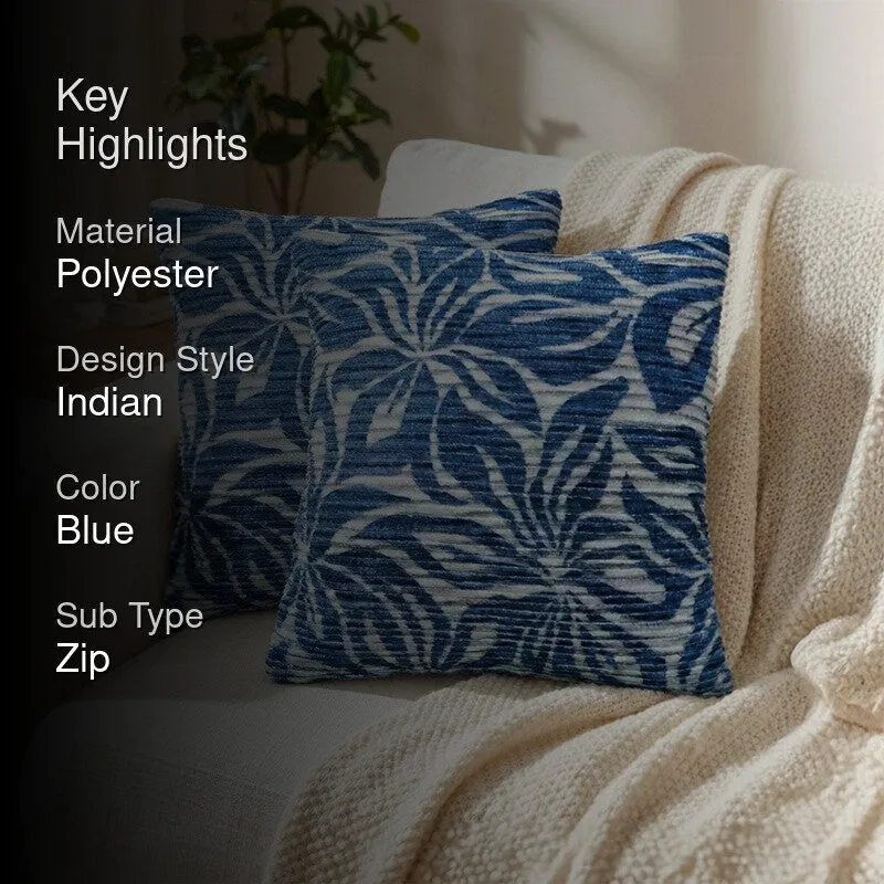 PetalReverie Cushion Cover (Blue) - Set Of Two media 2