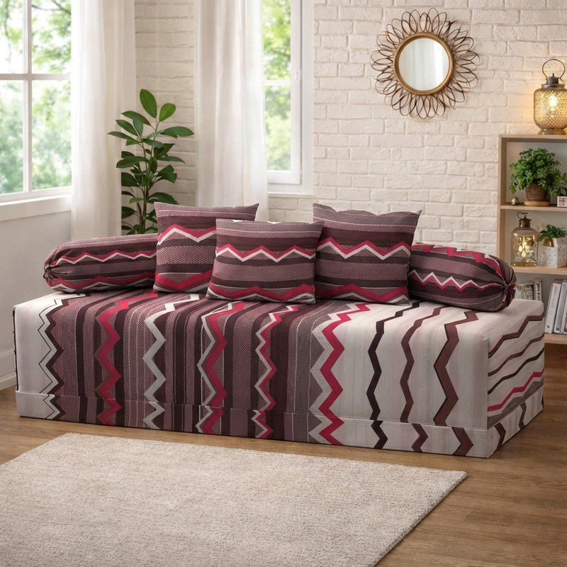 Symetix Printed Diwan Set - Six Piece Set