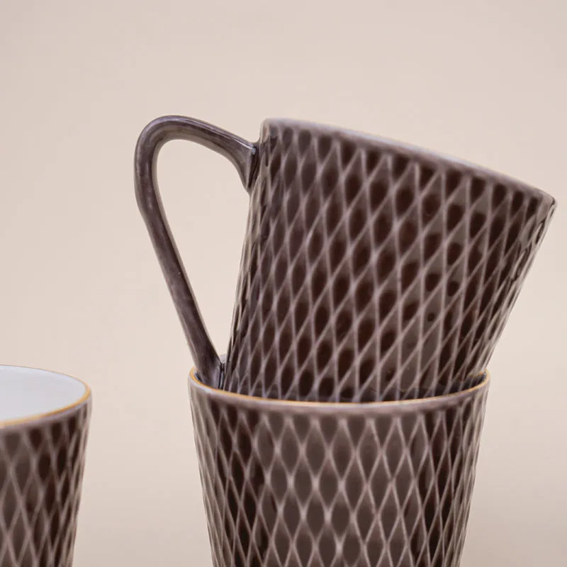 Bruna Porcelain Tea Cup (180 mL Each)/Brown)- Set of Six media 4