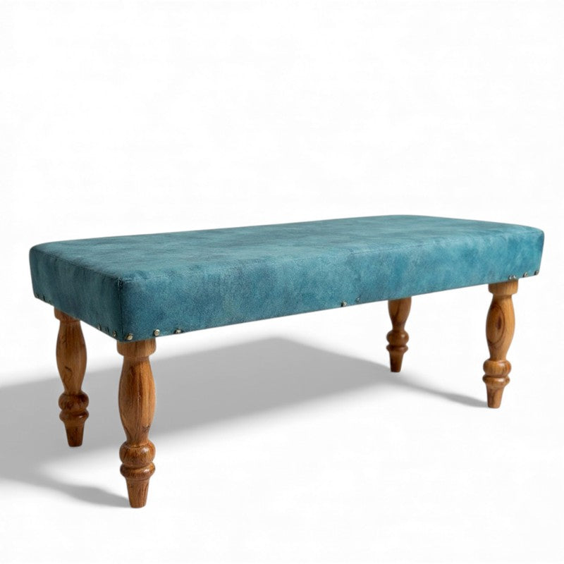 Axiro Sheesham Wooden Bench - Blue media 3