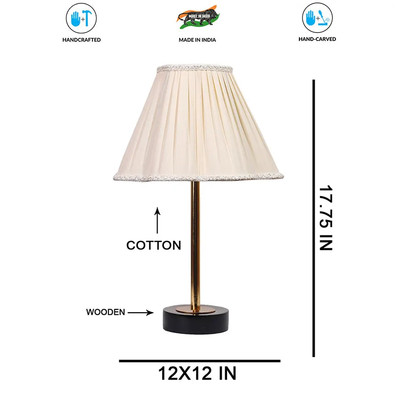 Pleatra Rodin Wooden Table Lamp - White,Gold,Black media 7