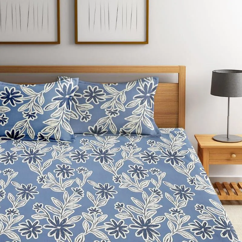 Ibtida Floral Microfiber Bedsheet Old - 130 GSM media 1