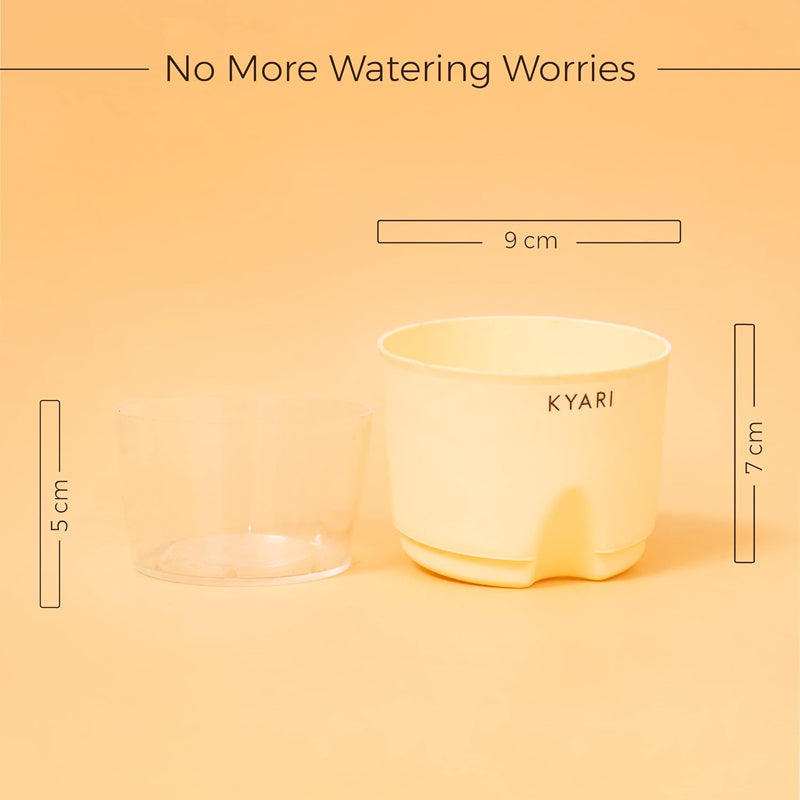 Kyari Viridian Plastic Self-Watering Pot (Cream) - Set Of Five media 6