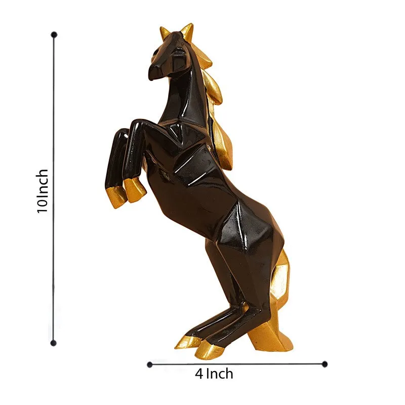 Rearing Black & Gold Horse Showpiece media 10
