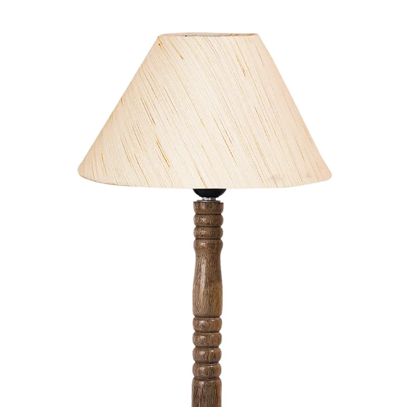 Glow Mesa Table Lamp With Carved Wooden Base - Ivory,Brown media 5