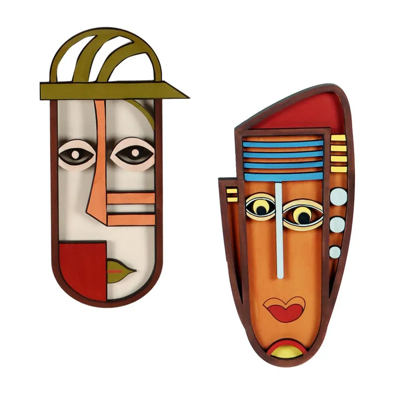 Kavya Mask Wooden Wall Accent - Set of Two media 3