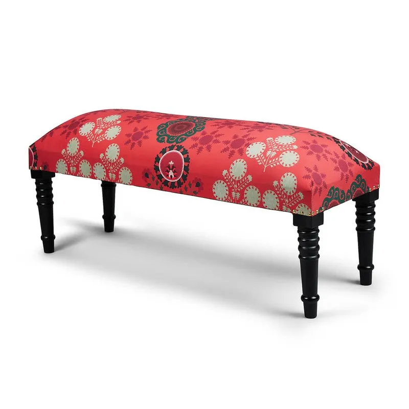 India Circus Sheesham Wood Raceme Rosettes Wooden Bench media 4